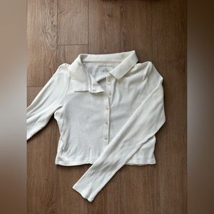 american eagle king sleeve button up crop top